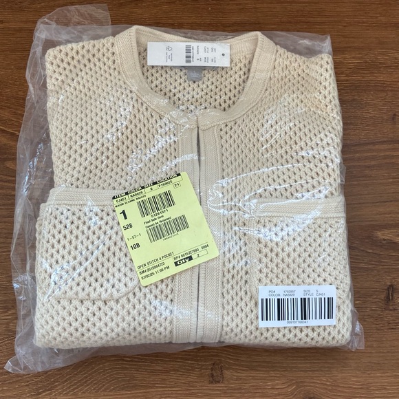 J. Crew - Open pointelle-stitch cardigan - Warm Sesame - Size S - CJ451 - NWT - Picture 7 of 11